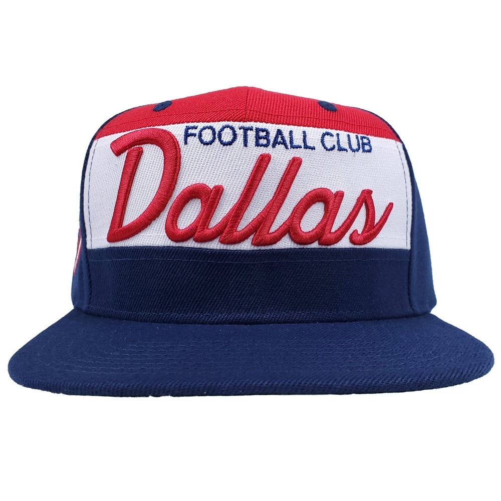 FC Dallas Mitchell & Ness MLS Snapback Hat Cap Script 3D Logo Navy White Red New